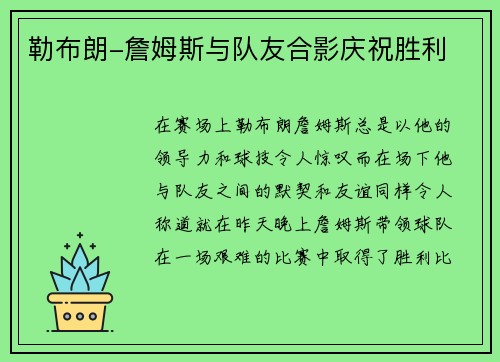 勒布朗-詹姆斯与队友合影庆祝胜利